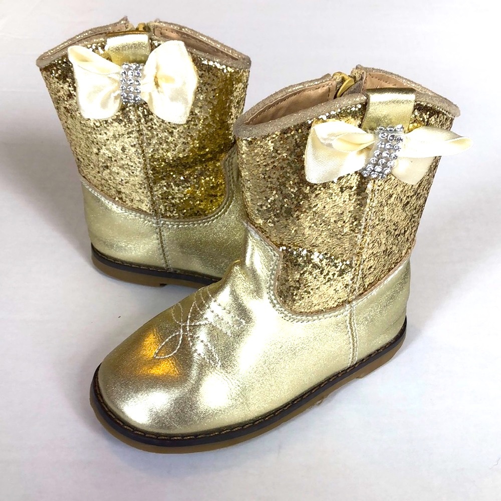 Kryssi Kouture Gold Glitter Cowgirl Boot, Size 8